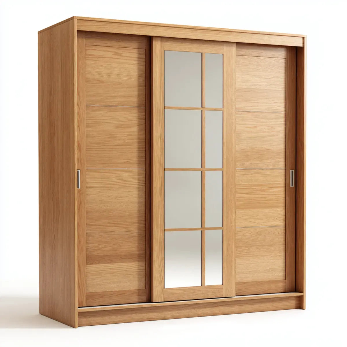 Schwebetürenschrank Eichefarben 180 x 62 x 220 cm Spanplatte rechteckig mit Spiegel