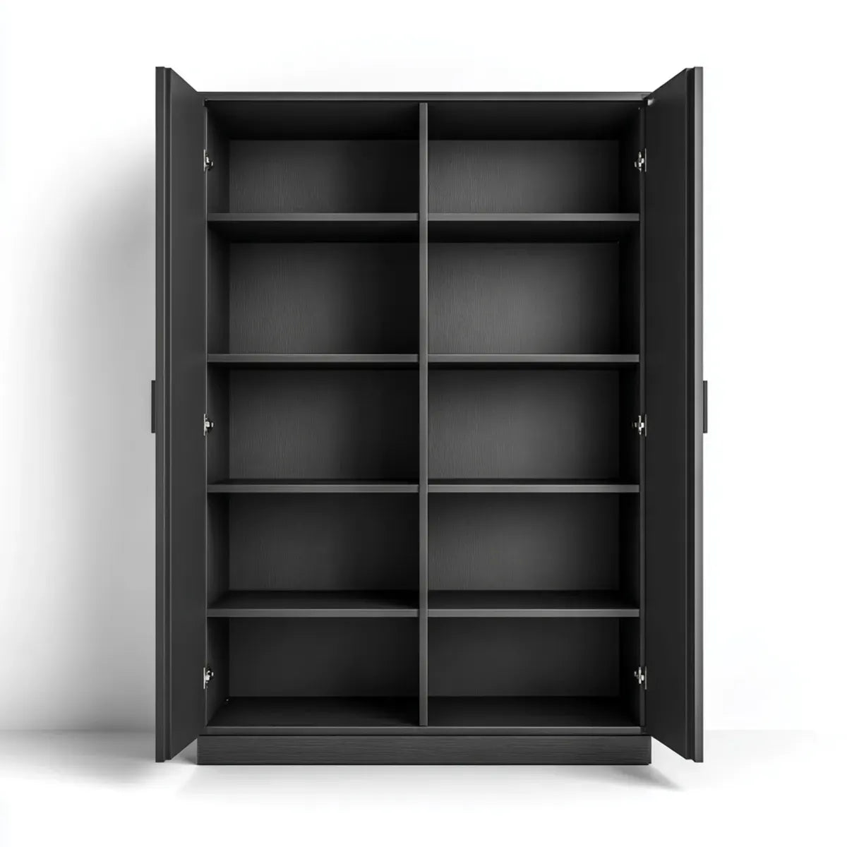 Kleiderschrank Schwarz 100 x 40 x 200 cm aus Spanplatte mit 2 Türen und 8 Regalböden