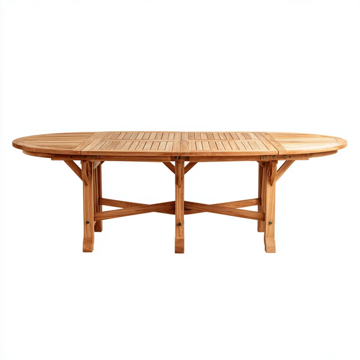 Ausziehbarer Esstisch Gartentisch aus massivem Teakholz Natur oval 180-240 x 100 x 75 cm