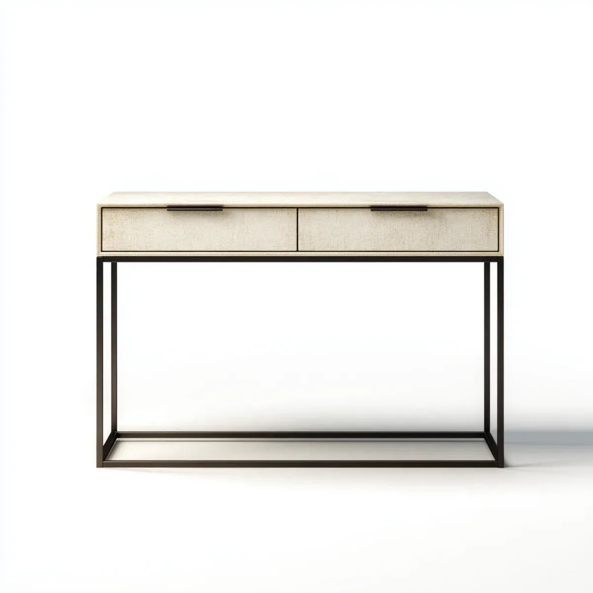 Konsolentisch Beige Schwarz mit 2 Schubladen MDF Stahl rechteckig 120 x 35 x 80 cm