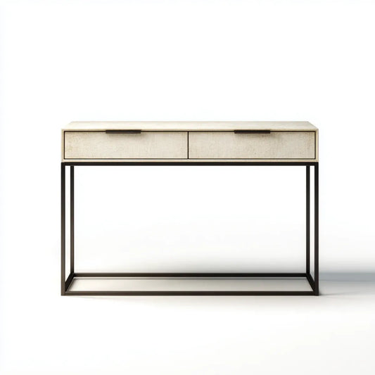 Konsolentisch Beige Schwarz mit 2 Schubladen MDF Stahl rechteckig 120 x 35 x 80 cm