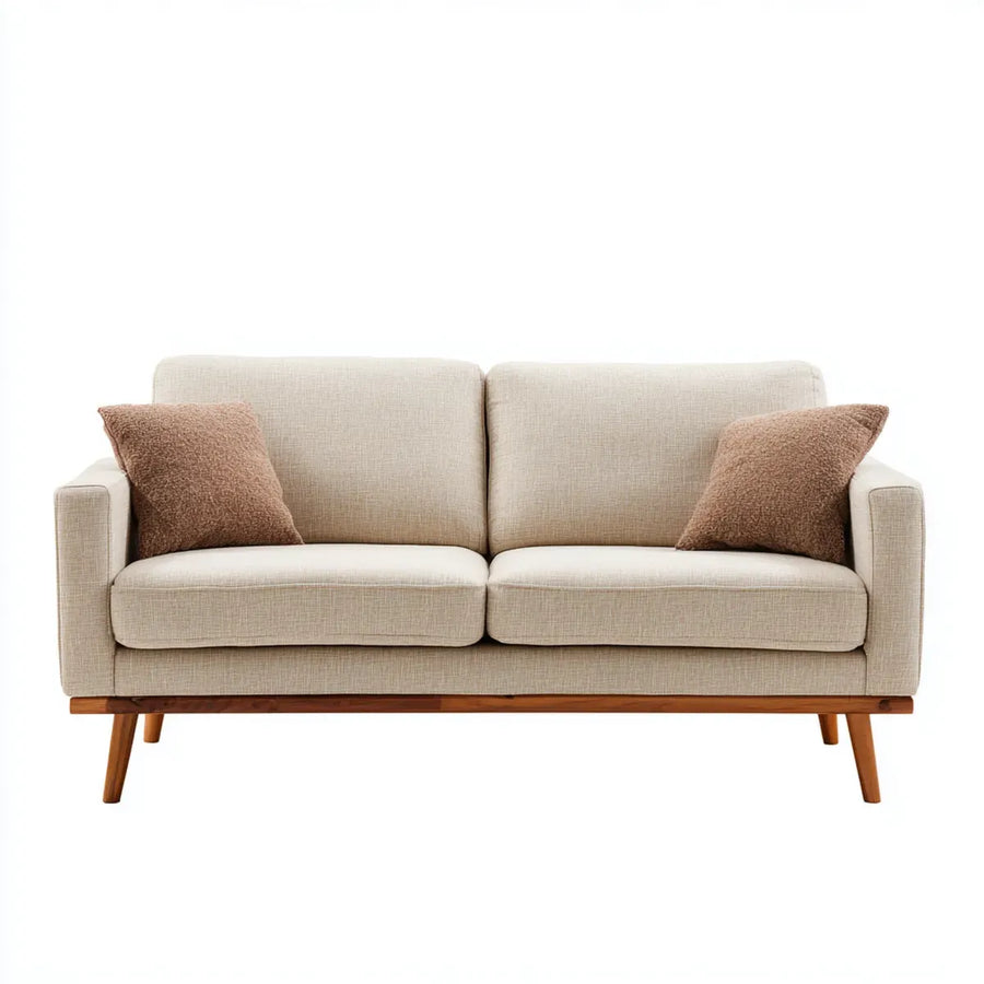 2-Sitzer Sofa Beige 160 x 85 x 82 cm mit Polyesterbezug Massivholzgestell Rechteckig