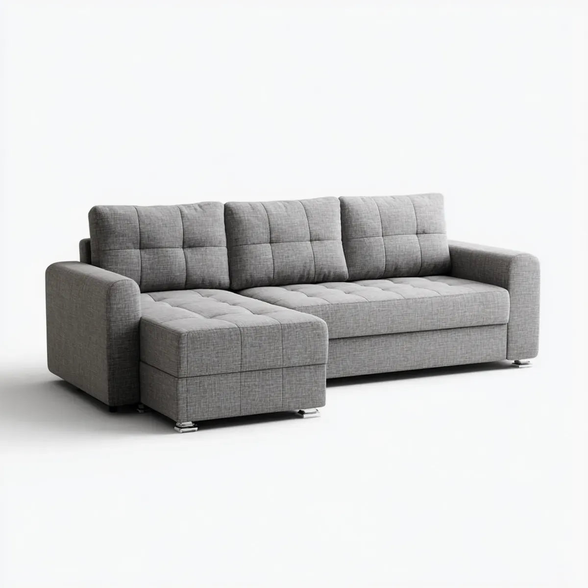 Ecksofa mit linker Ottomane Grau 230 x 150 x 85 cm Polyester L-Form