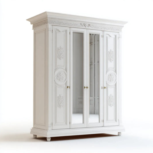 4-türiger Kleiderschrank Weiß 200 x 60 x 220 cm MDF rechteckig mit Spiegeln