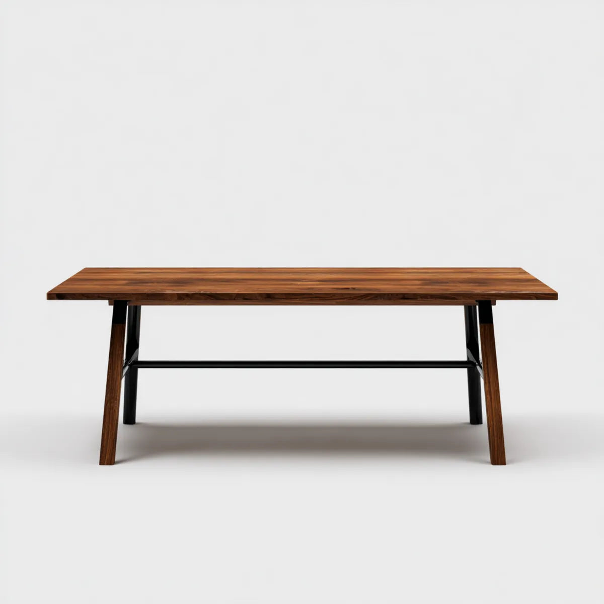 Esstisch rechteckig Nussbraun Schwarz 180 x 90 x 75 cm Akazien-Massivholz Stahl