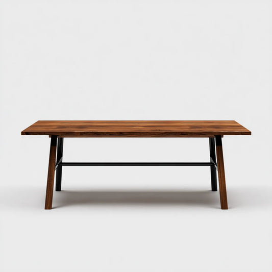 Esstisch rechteckig Nussbraun Schwarz 180 x 90 x 75 cm Akazien-Massivholz Stahl