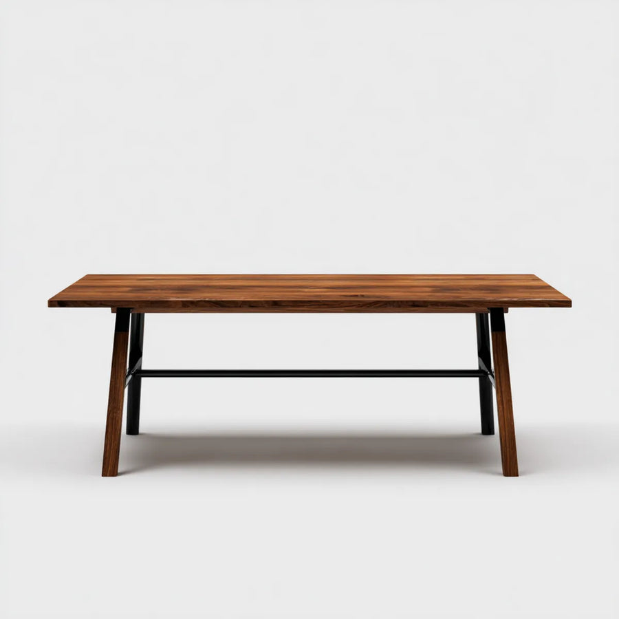 Esstisch rechteckig Nussbraun Schwarz 180 x 90 x 75 cm Akazien-Massivholz Stahl