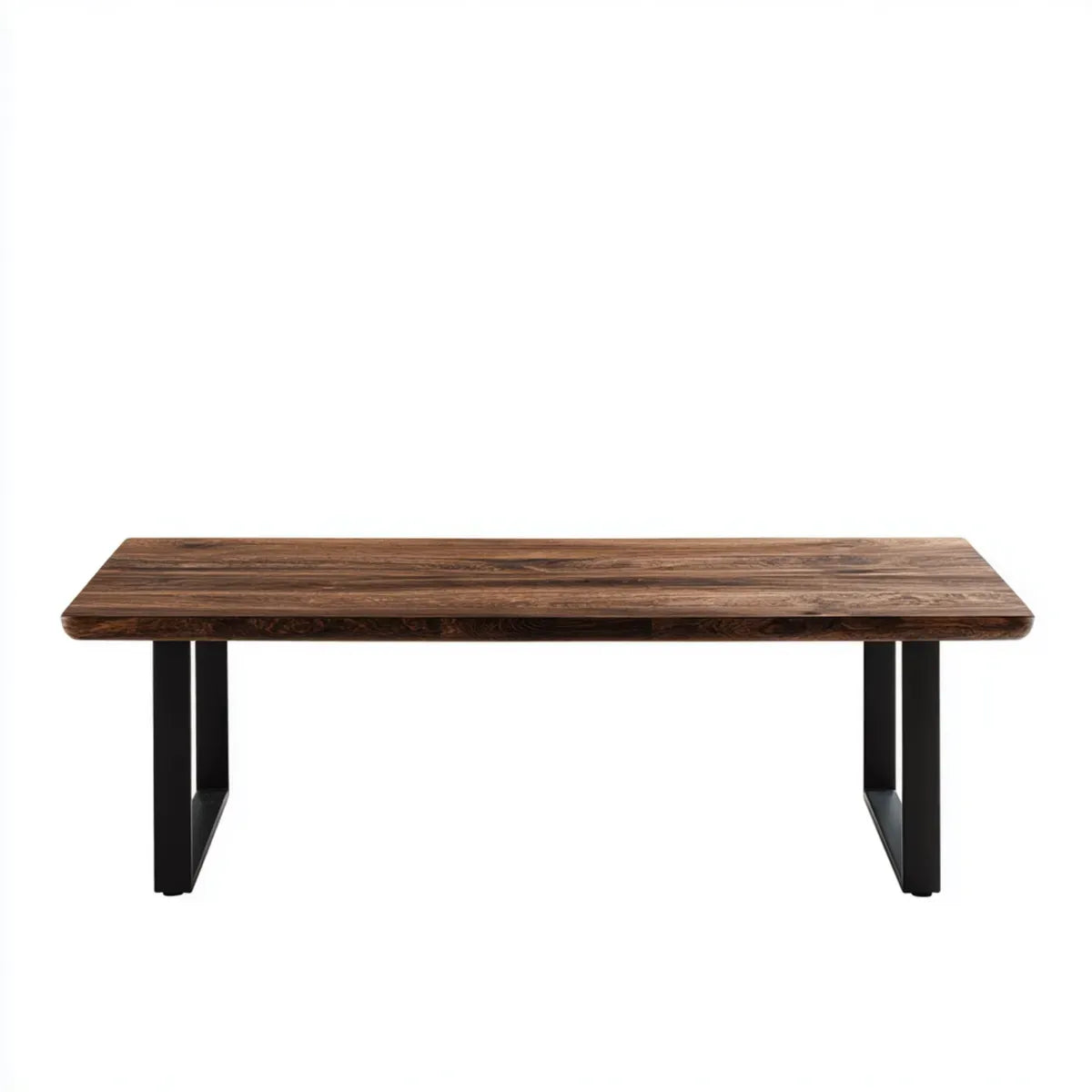 Esstisch dunkelbraun schwarz 180 x 90 x 75 cm Akazien-Massivholz Stahl rechteckig