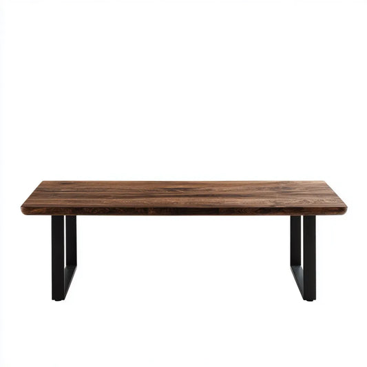 Esstisch dunkelbraun schwarz 180 x 90 x 75 cm Akazien-Massivholz Stahl rechteckig
