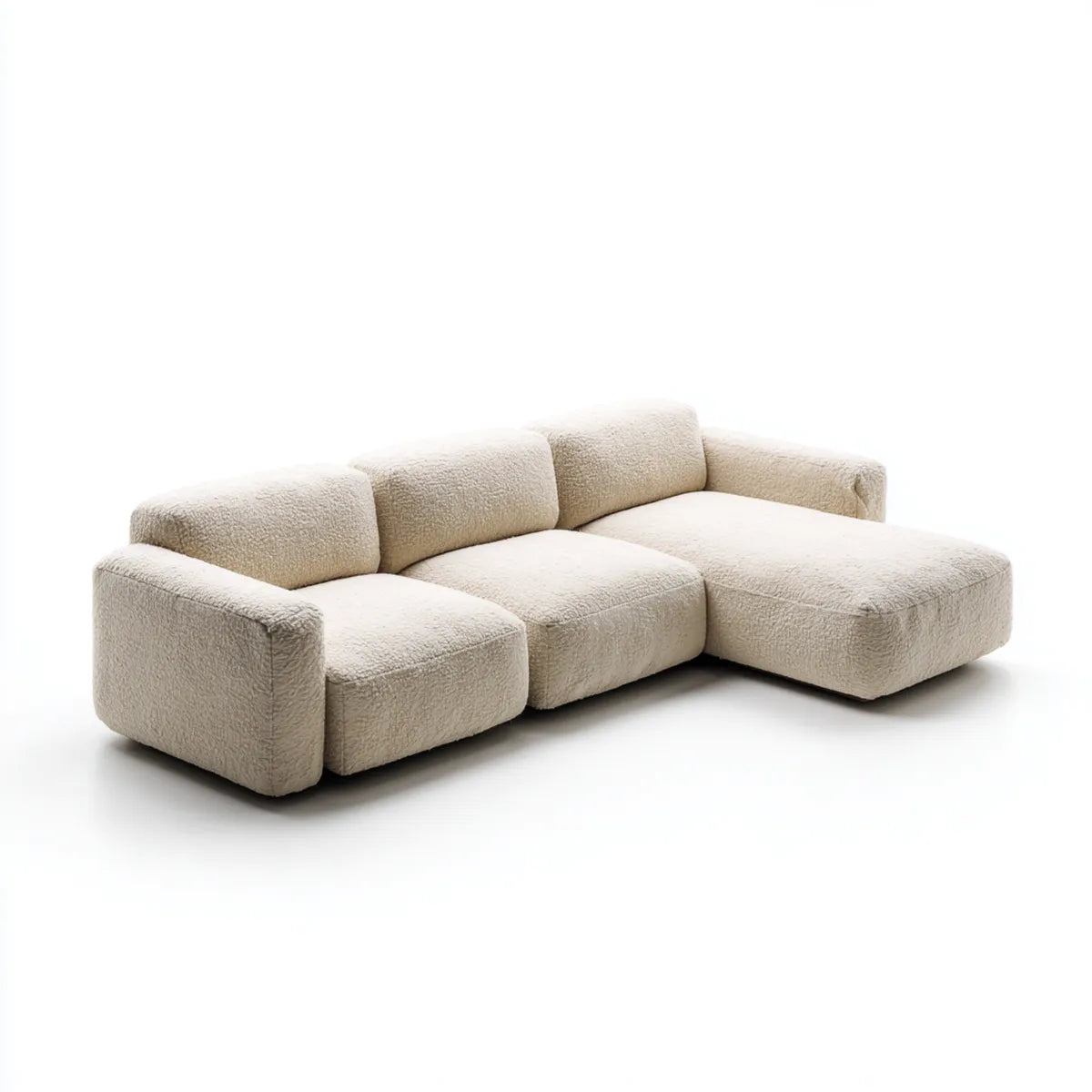 Ecksofa 3-Sitzer Cremeweiß 280 x 160 x 75 cm Polyester-Bouclé L-Form