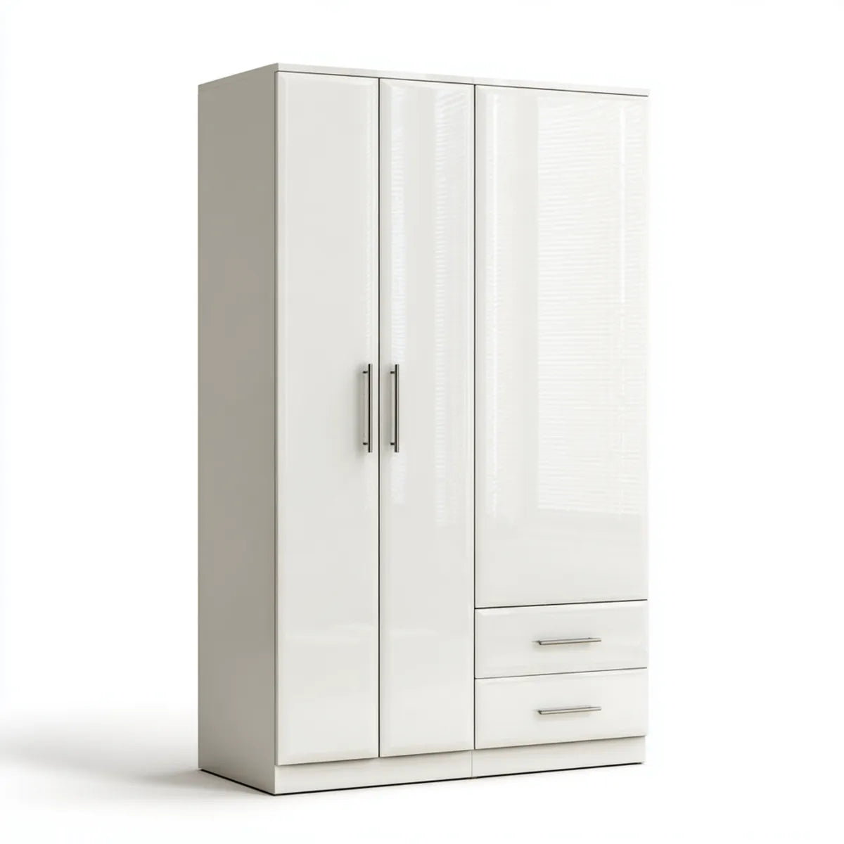 Drehtürenschrank Weiß 120 x 52 x 200 cm Spanplatte und MDF rechteckig mit 3 Türen und 2 Schubladen