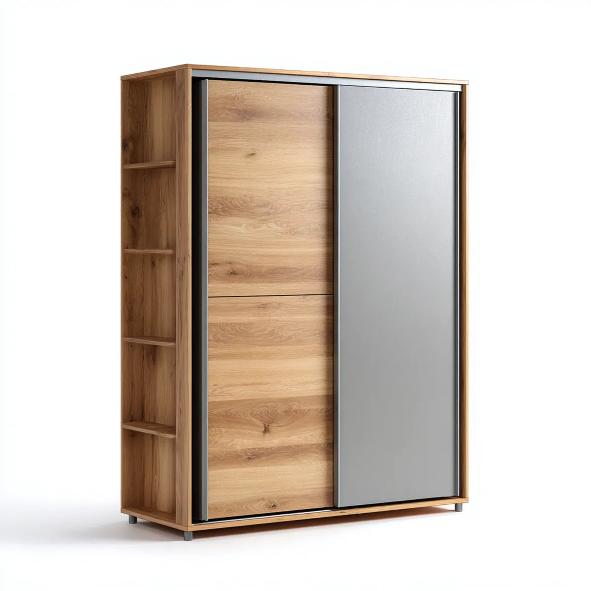 Schwebetürenschrank Eicheoptik Graphitgrau 120 x 60 x 200 cm Spanplatte rechteckig