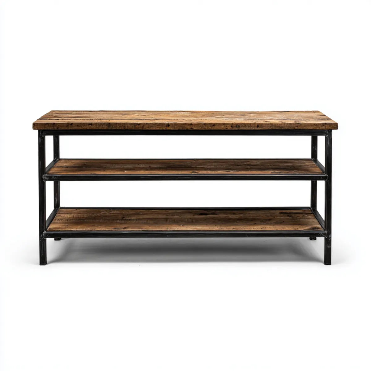 Konsolentisch Flurtisch Braun Schwarz 120 x 35 x 85 cm Altholz Massivholz Stahl Rechteckig