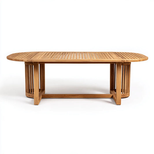 Esstisch Natur 220 x 100 x 75 cm Teakholz massiv oval