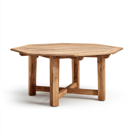 Esstisch Natur 150 x 150 x 75 cm Teak-Massivholz achteckig